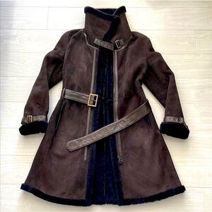 Searle Brown Shearling Dress Coat